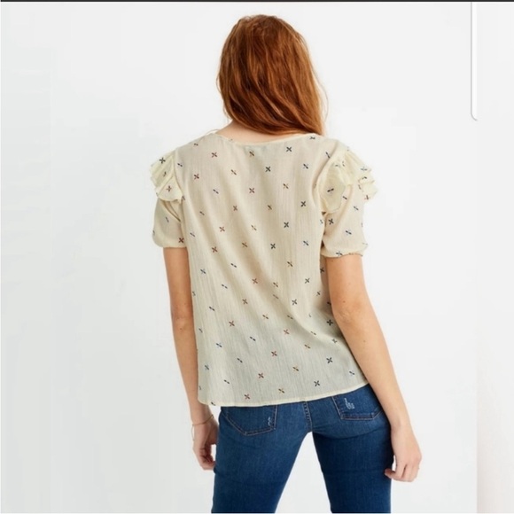Madewell Cotton Embroidered Popover Blouse sz XXS - Picture 2 of 9